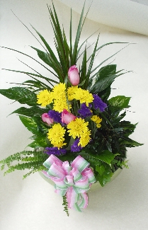 Dish Garden With FRESH FLOWERS